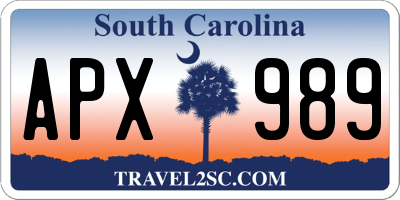 SC license plate APX989