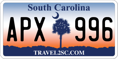 SC license plate APX996