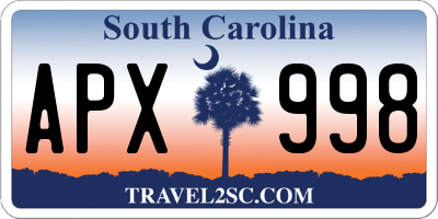 SC license plate APX998