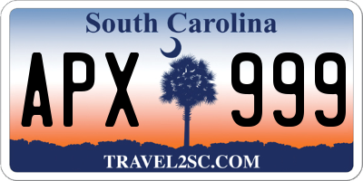 SC license plate APX999