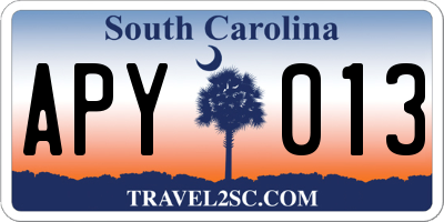 SC license plate APY013