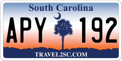 SC license plate APY192