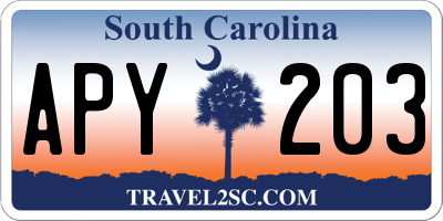 SC license plate APY203