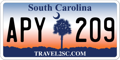 SC license plate APY209