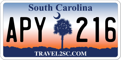 SC license plate APY216