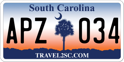 SC license plate APZ034