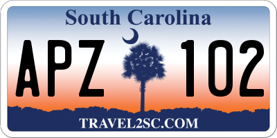 SC license plate APZ102