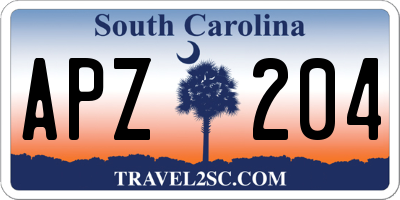 SC license plate APZ204