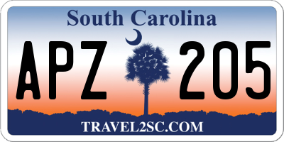 SC license plate APZ205