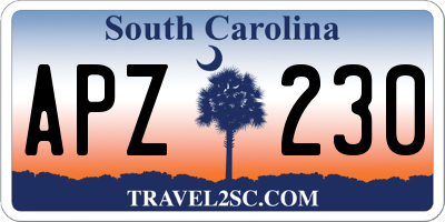 SC license plate APZ230