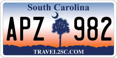 SC license plate APZ982