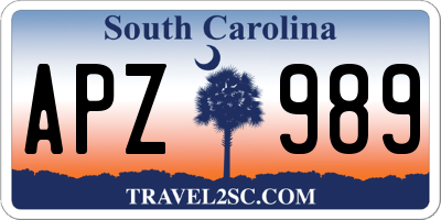 SC license plate APZ989