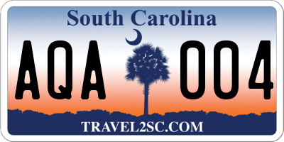 SC license plate AQA004