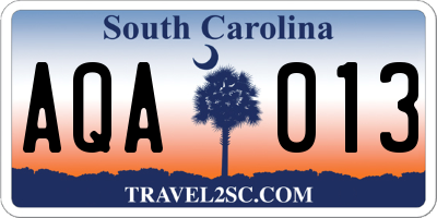 SC license plate AQA013