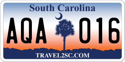 SC license plate AQA016