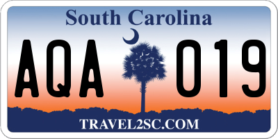 SC license plate AQA019