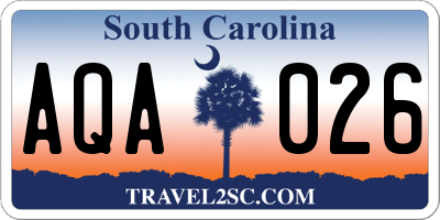SC license plate AQA026