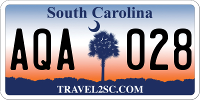 SC license plate AQA028