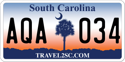 SC license plate AQA034