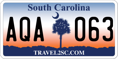 SC license plate AQA063