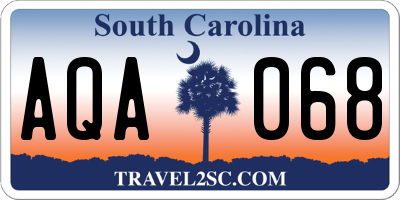 SC license plate AQA068