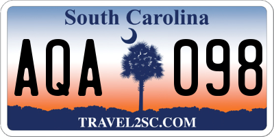 SC license plate AQA098
