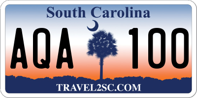 SC license plate AQA100