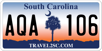 SC license plate AQA106