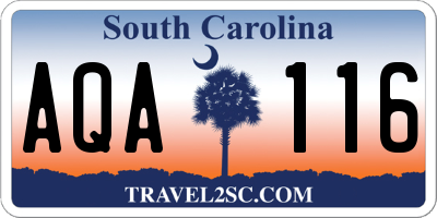 SC license plate AQA116