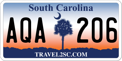 SC license plate AQA206