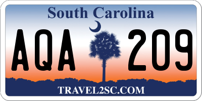 SC license plate AQA209