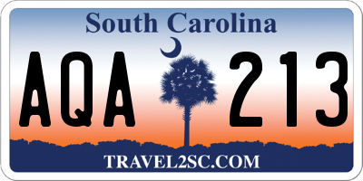 SC license plate AQA213