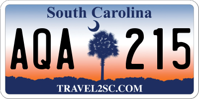 SC license plate AQA215