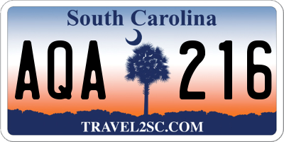 SC license plate AQA216