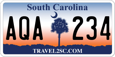 SC license plate AQA234