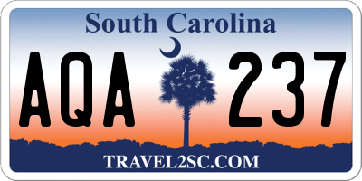SC license plate AQA237