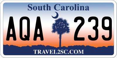 SC license plate AQA239