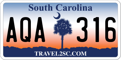 SC license plate AQA316