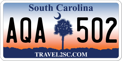 SC license plate AQA502