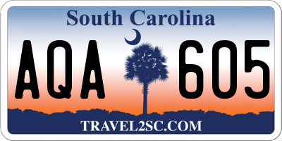 SC license plate AQA605