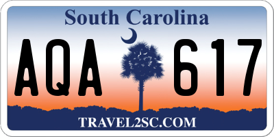SC license plate AQA617