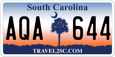 SC license plate AQA644