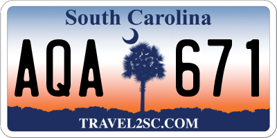 SC license plate AQA671