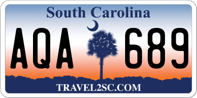 SC license plate AQA689
