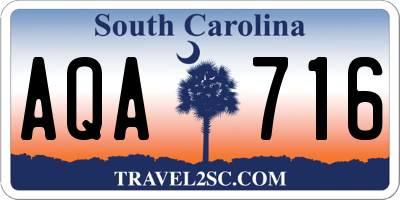 SC license plate AQA716