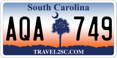 SC license plate AQA749
