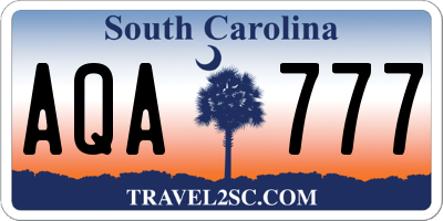 SC license plate AQA777