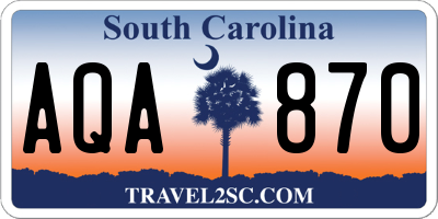 SC license plate AQA870