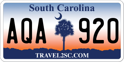 SC license plate AQA920