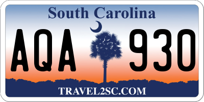 SC license plate AQA930